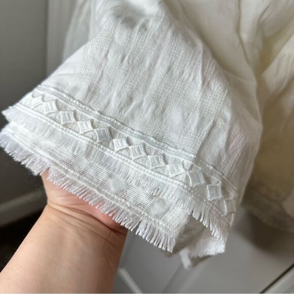 Anthropolgie Dolan Left Coast Evamarie White Bell Sleeve Fringe Top Sz S Boho - Picture 4 of 6